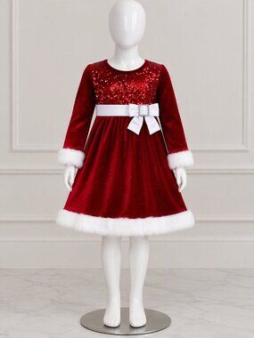 Pink & violet Sparkly Santa Christmas Embelished Dress 3T